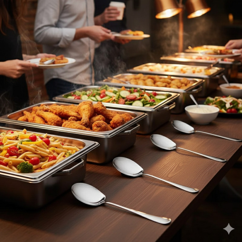 Stainless Steel Big Serving Spoon Buffet Restaurant Cutlery Senduk ...