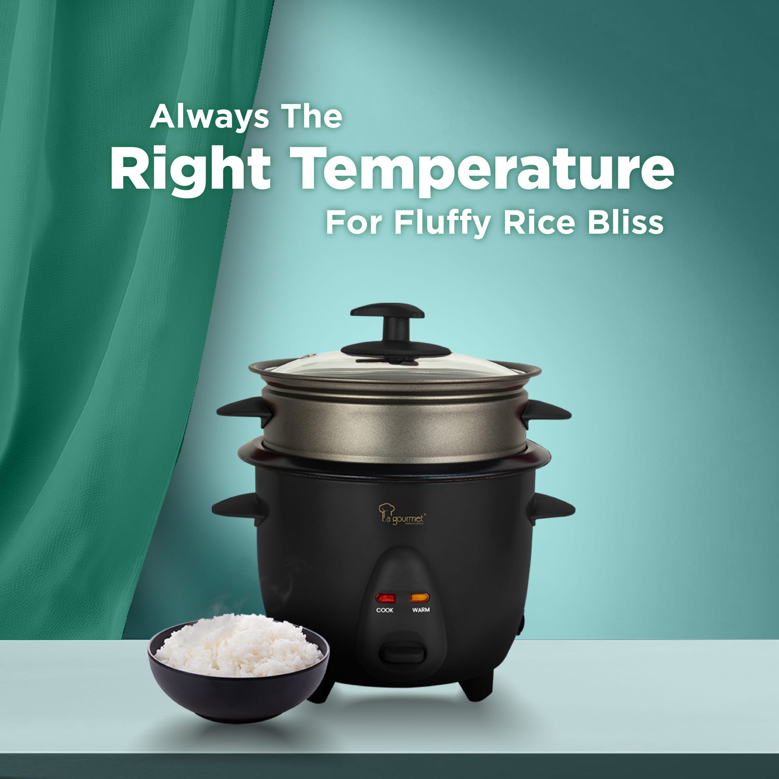 La Gourmet Rice Cooker With Non-Stick Steamer - Coal Black (0.6L ...