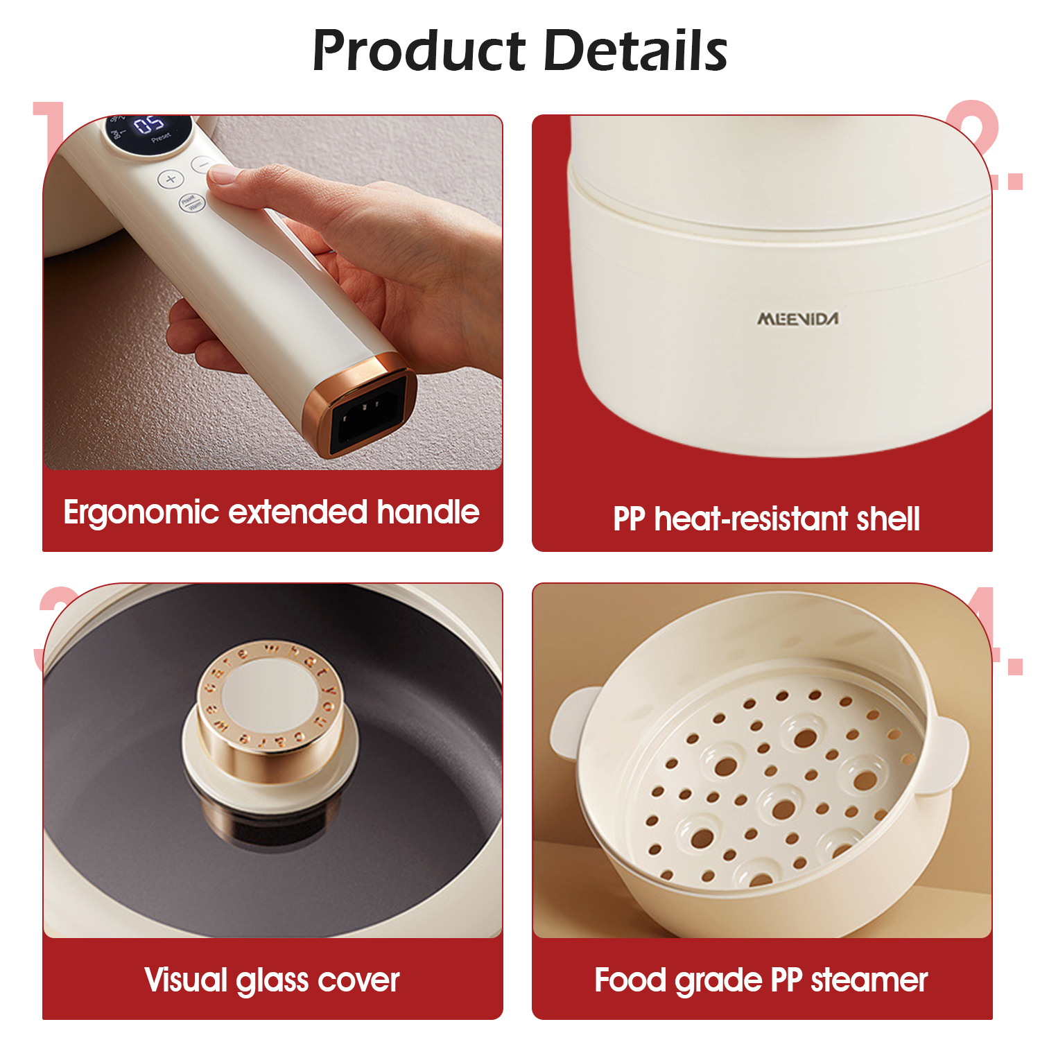 MEEVIDA 1.8L Upgrade Multifunction Electric Smart Cooking Pot With ...