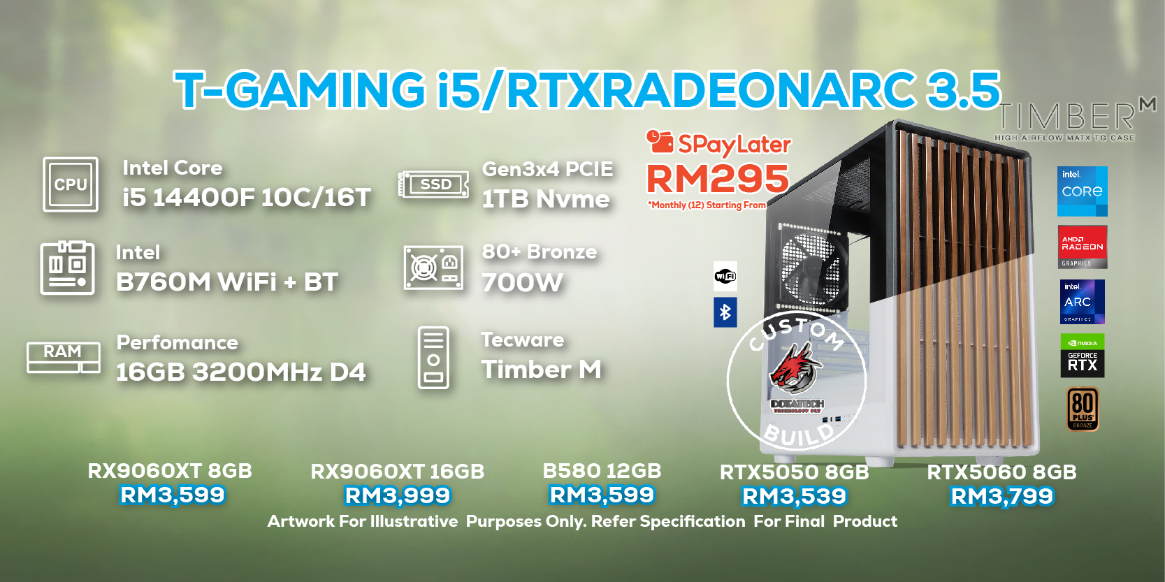 DOTATECH T-GAMING i5/RTXRADEONARC 3.5 - CUSTOM PC GAMING PACKAGE i5 ...