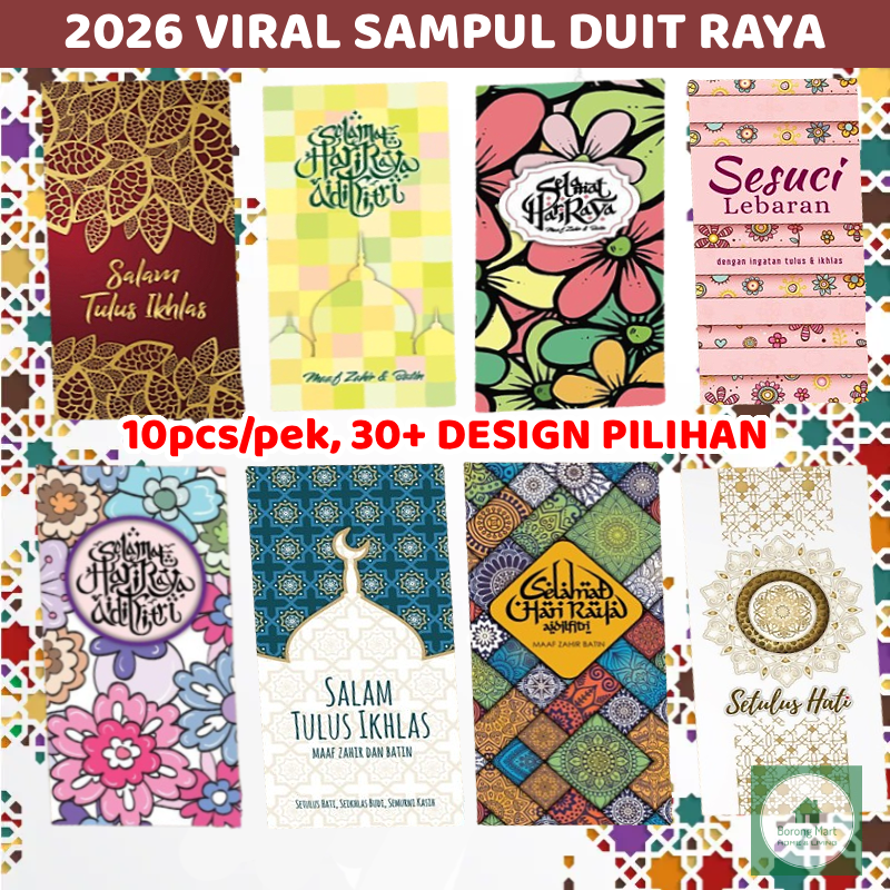 10 Keping/Pek Viral 2026 Sampul Raya Sampul Duit Raya Corak Bunga ...