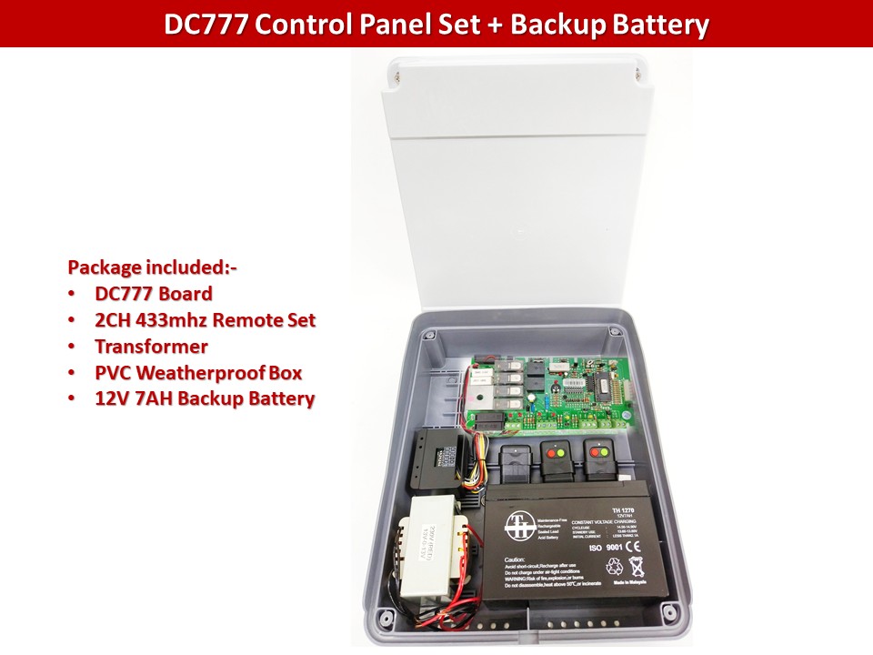 Autogate Control Panel Set - DC3/DC777 Board + 2 Channel Remote Set for ...