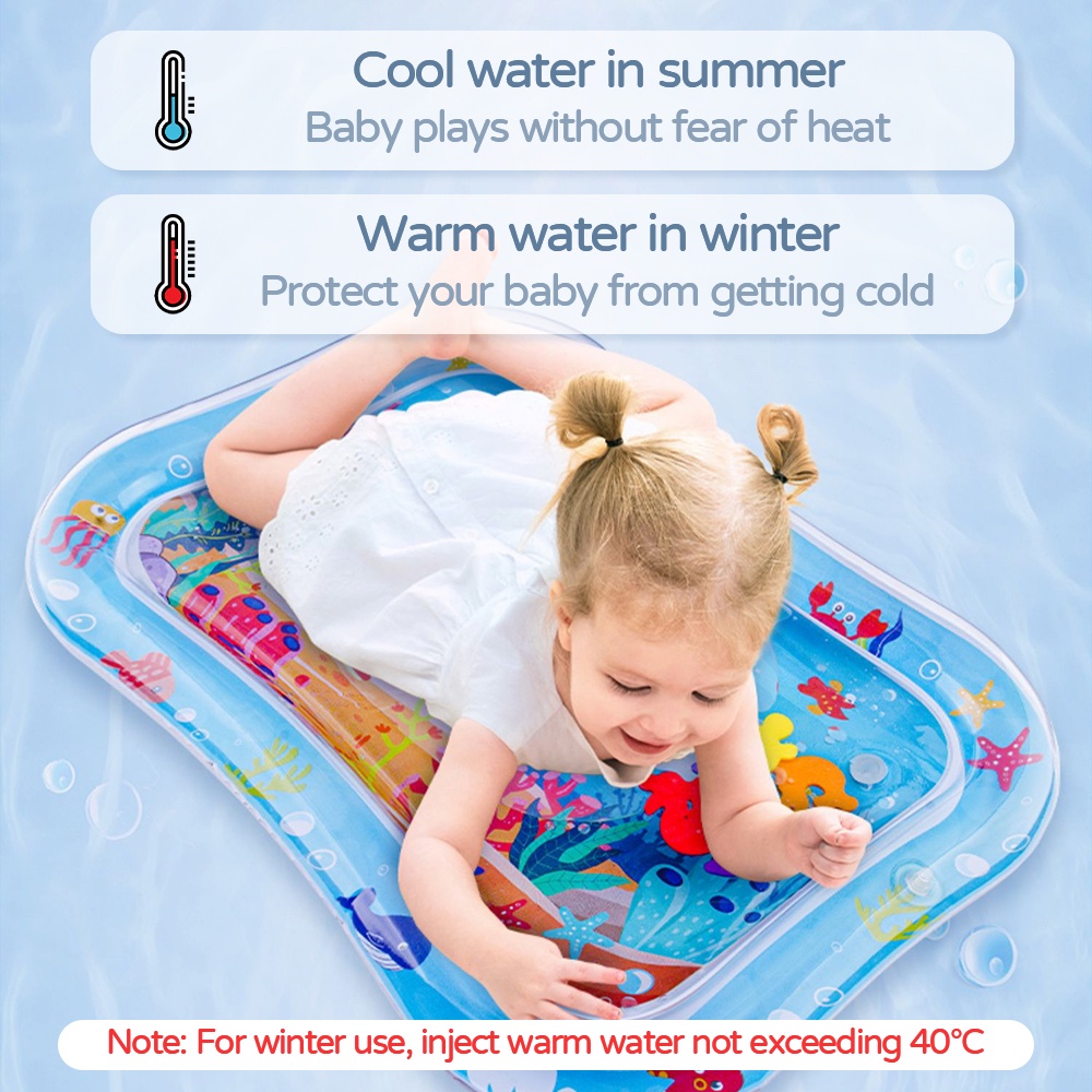 BEVAVAR Baby Crawling Mat Newborn Water Play Mat Cartoon Water Fish ...