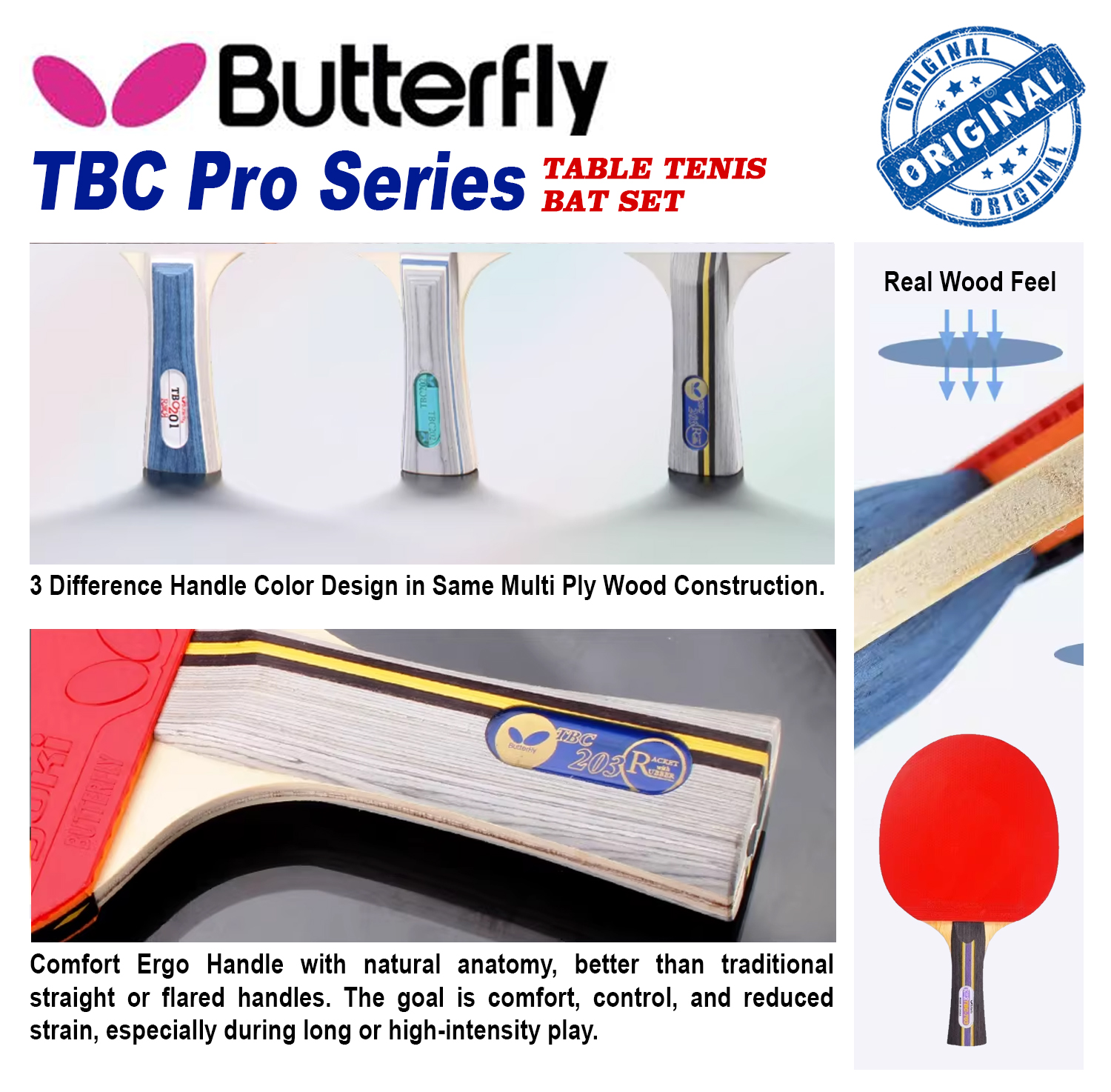 [100% Original] Butterfly TBC Table Tennis Bat Ping Pong Racket Free ...