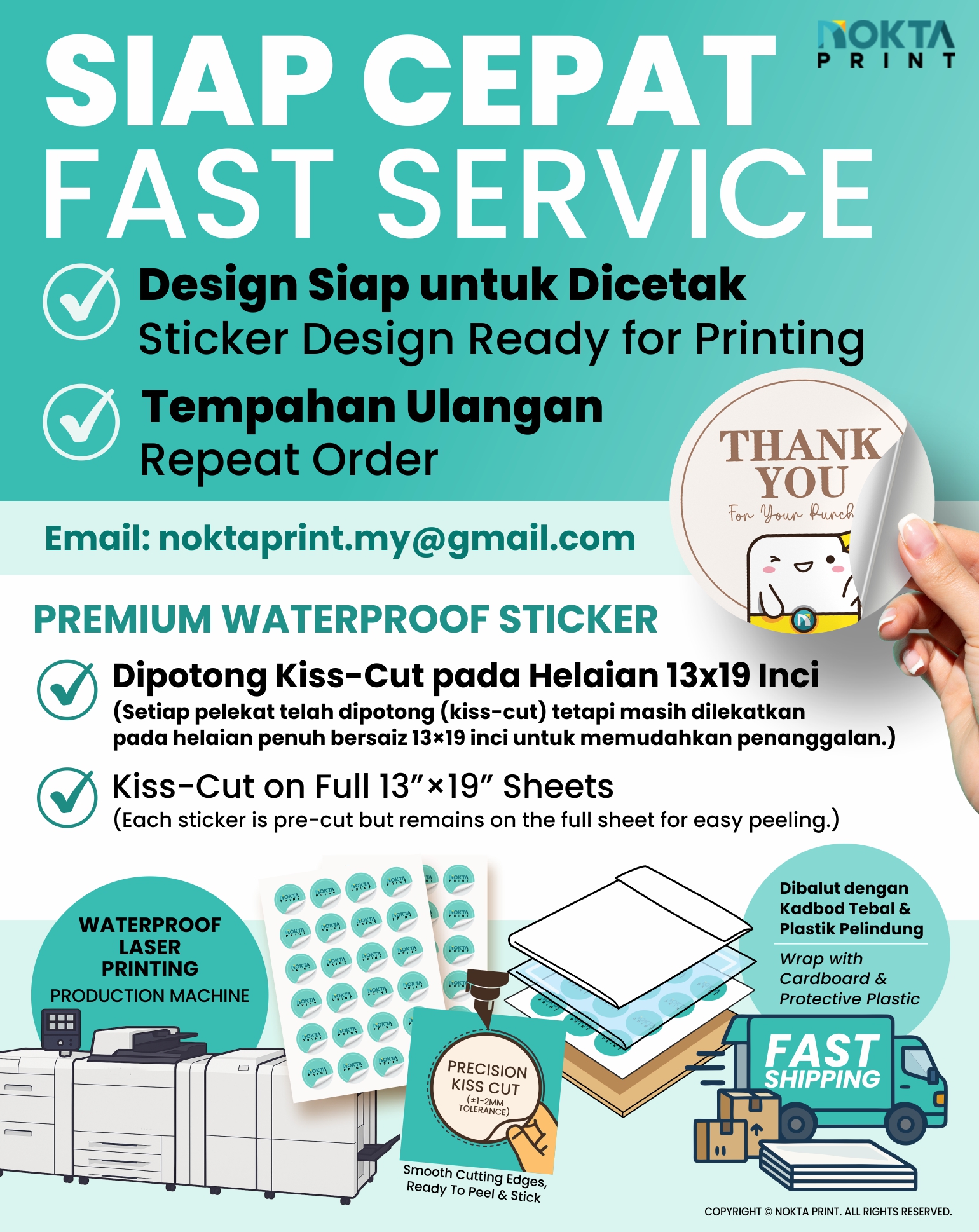 Waterproof Custom Sticker Printing | 3cm 4cm 5cm 6cm | 500pcs/1000pcs ...