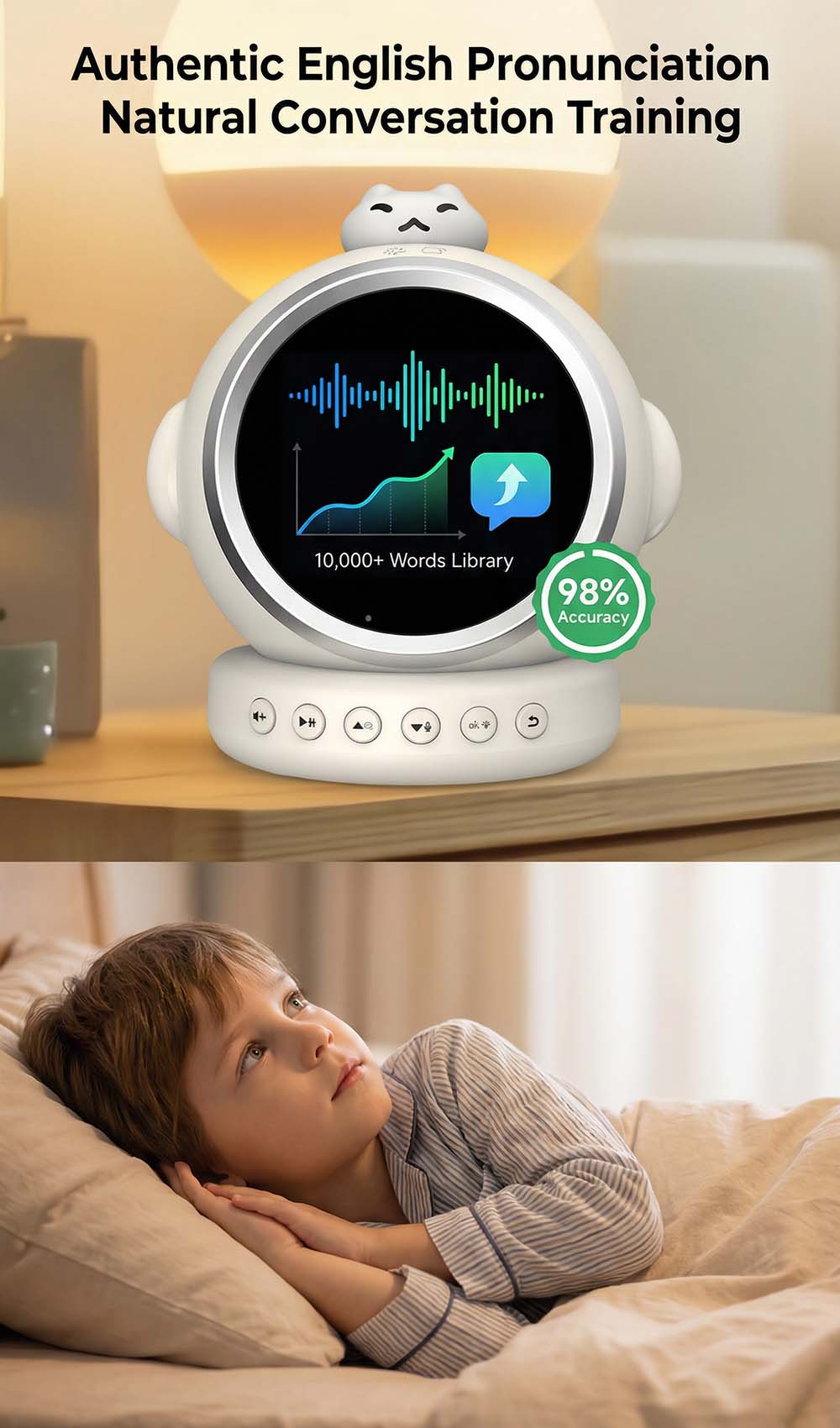 Ai Smart Alarm Clock l Smart Table Clock l Voice Activate Alarm Clock l ...