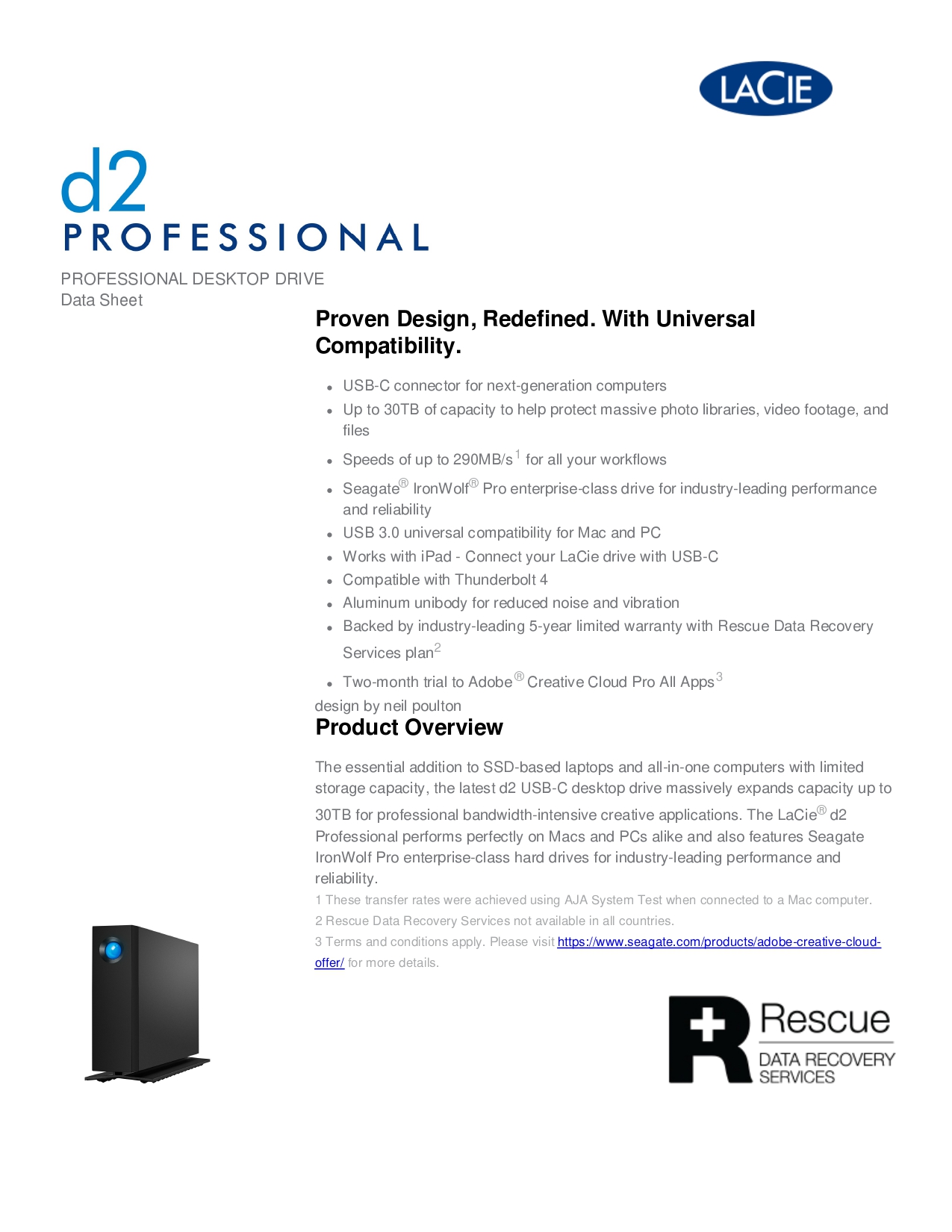 LACIE D2 PROFESSIONAL HIGH-PERFORMANCE EXTERNAL DESKTOP HARD DRIVE ...