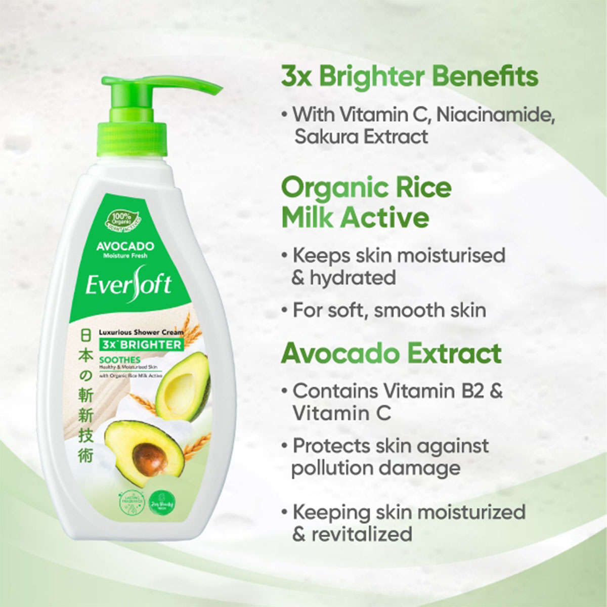 EVERSOFT Avocado Shower 650g | Healthy & Moisturised Skin | Long ...