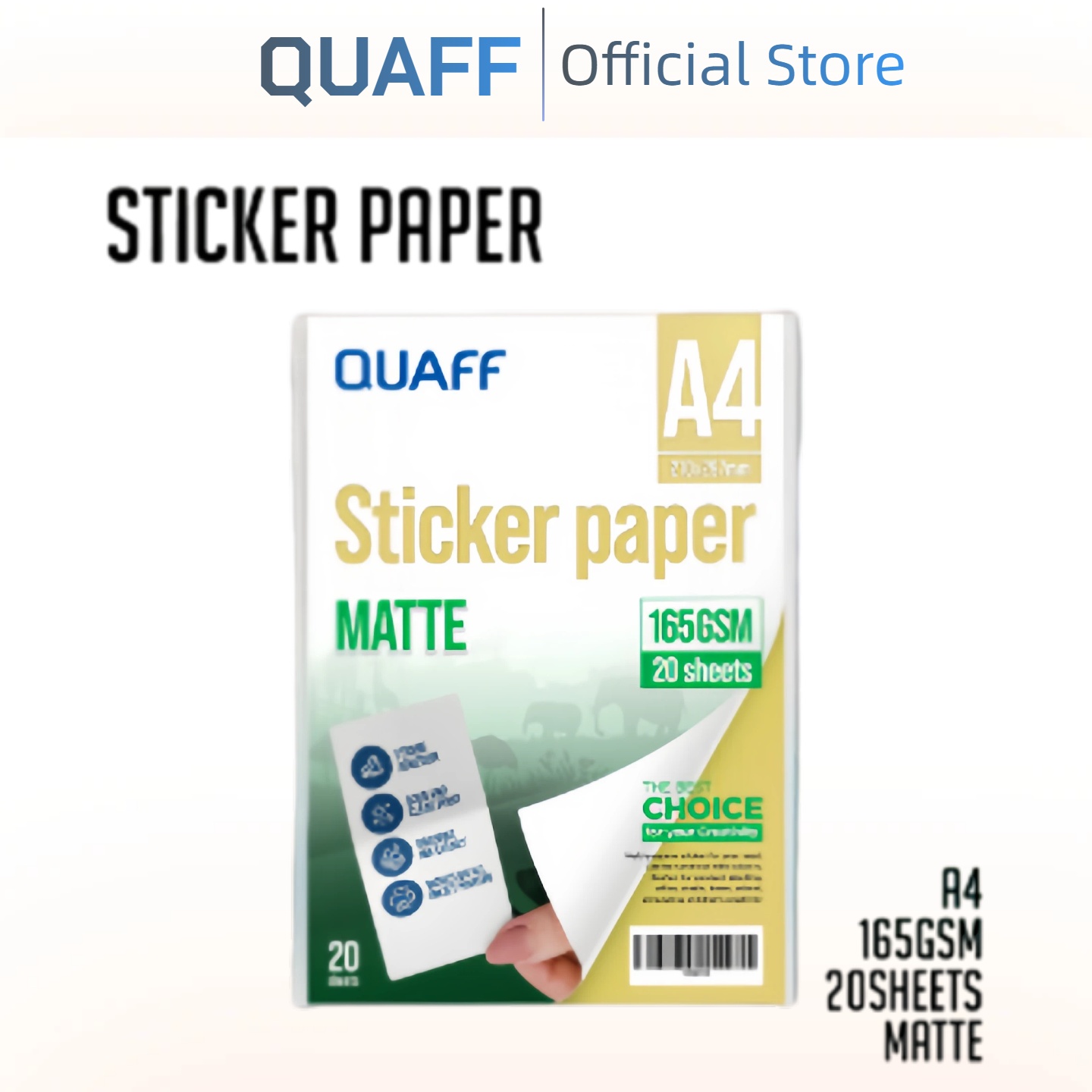 QUAFF Matte Inkjet Sticker Paper 20sheets A4 Size165gsm | Shopee Malaysia