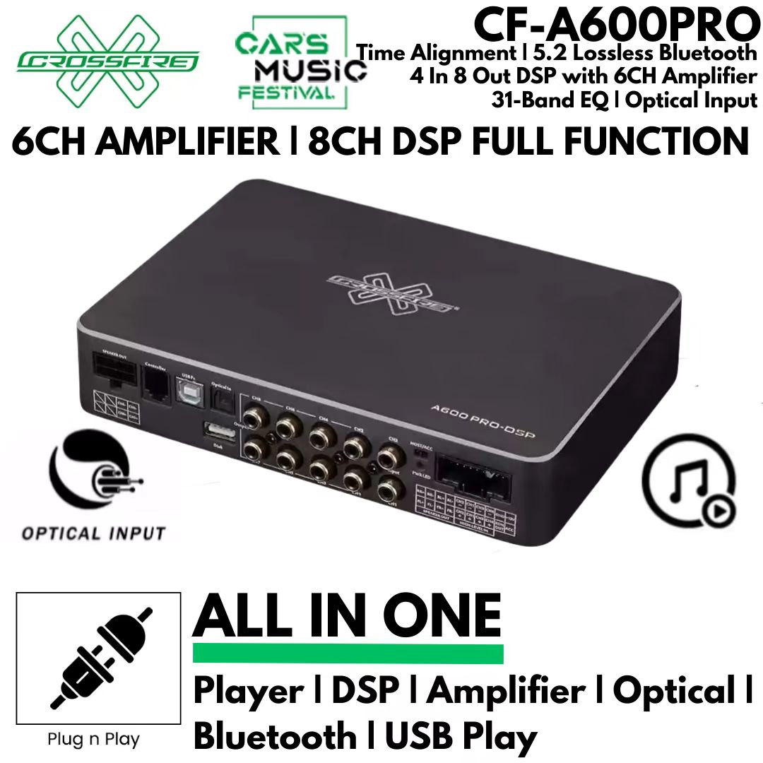 Crossfire CF-A600PRO 6-Channel Input Car DSP Amplifier 8-Channel Output ...