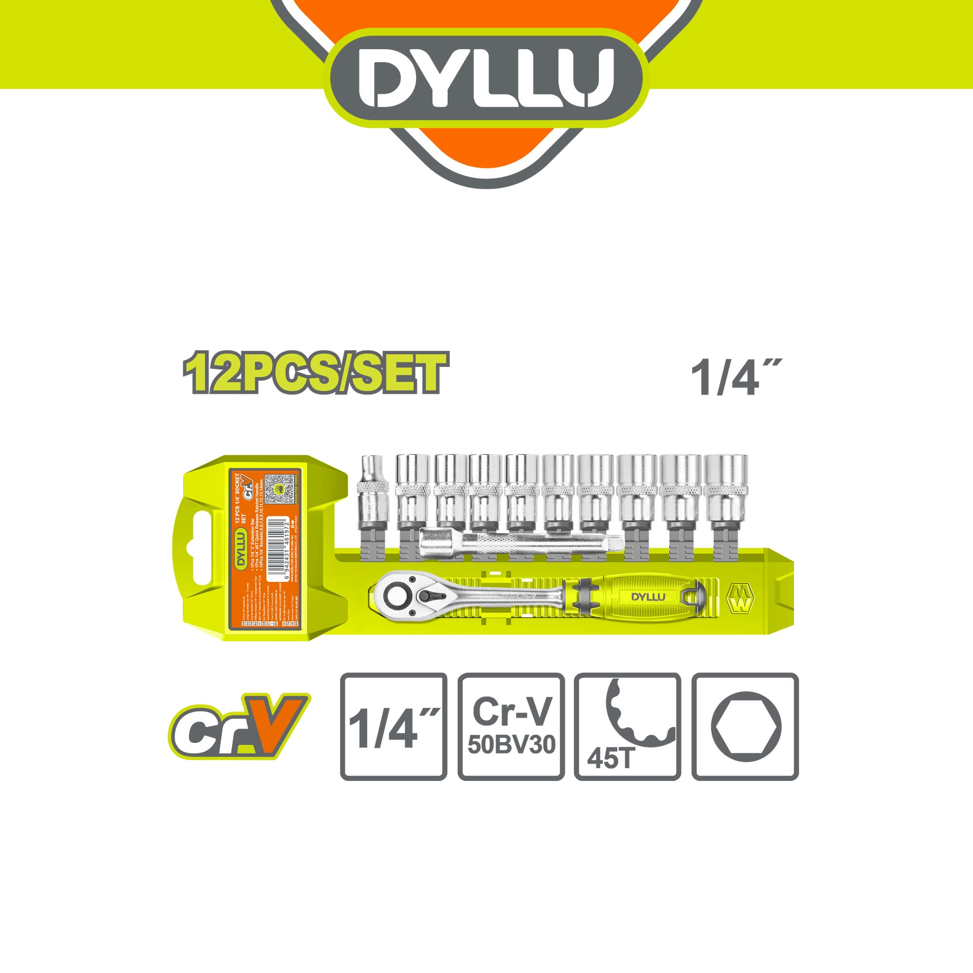 DYLLU Socket Set (12 Pcs x 1/4