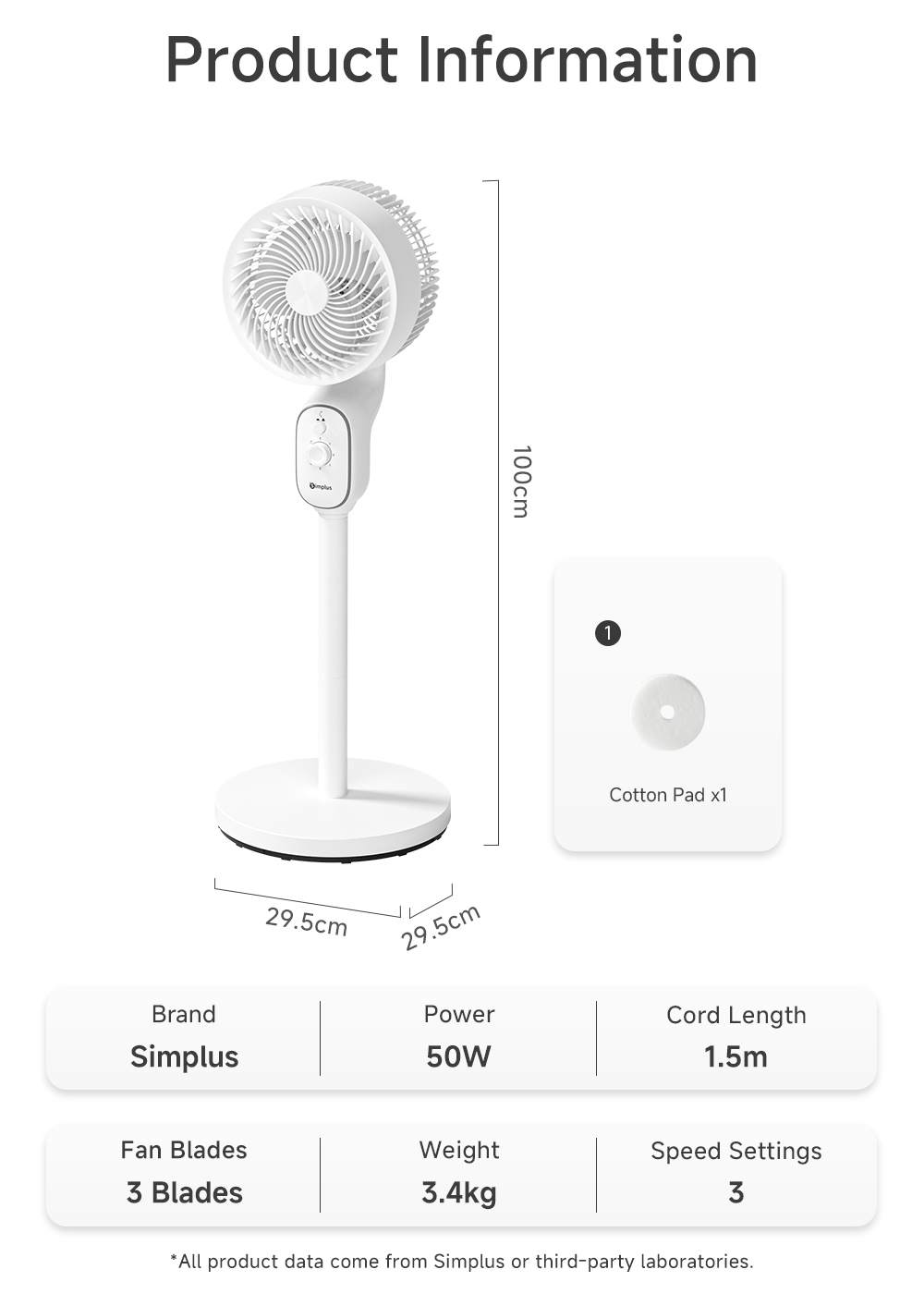 Simplus Pink Air Circulation Fan Household Vertical Standing Fan Multi ...