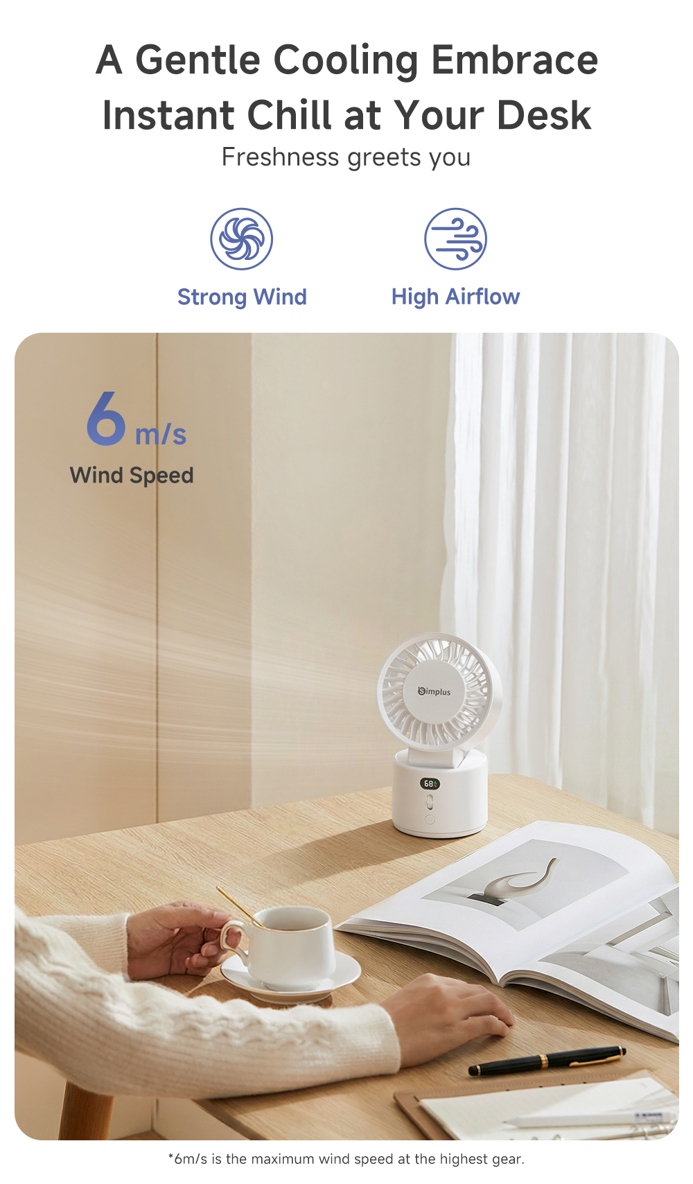 【New Launch】Simplus Desk Fan丨8,5H Long Battery丨Library Applicable Ultra ...
