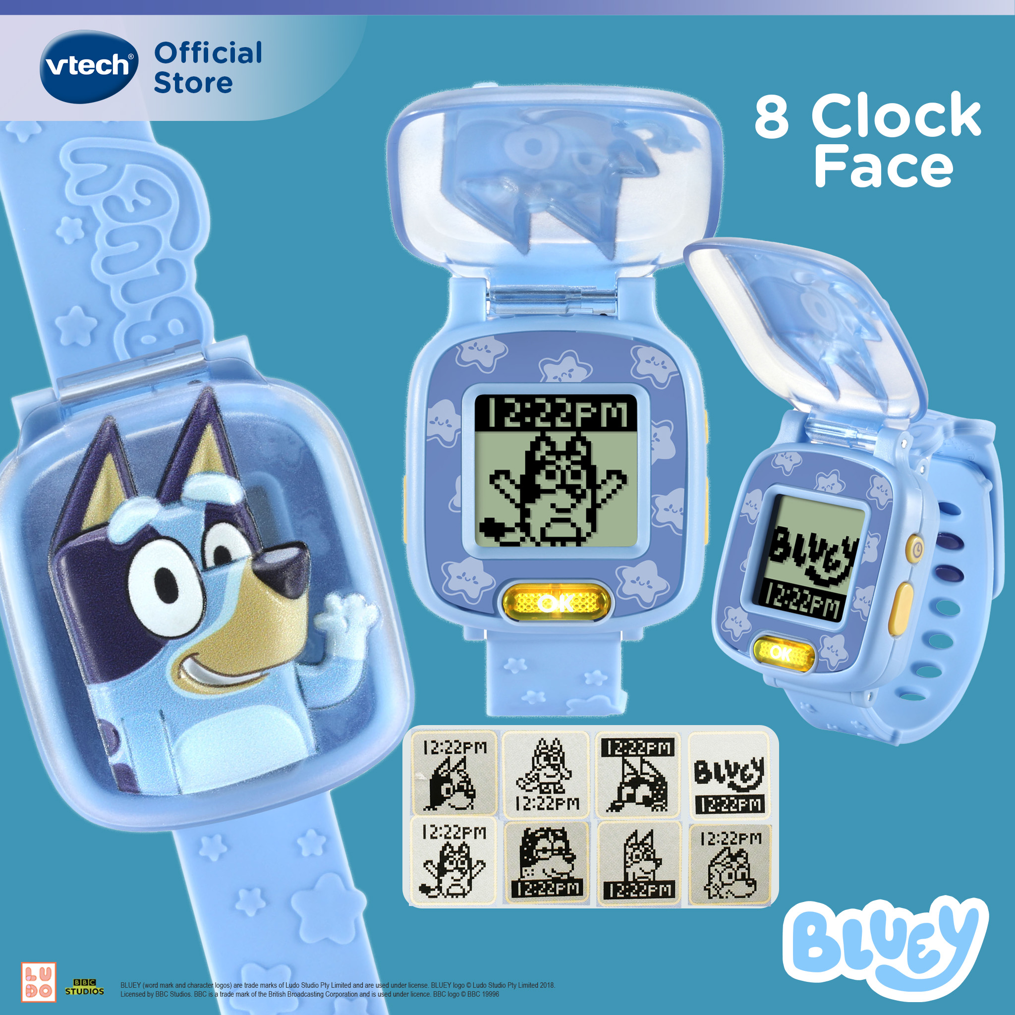 VTech Bluey Wackadoo Watch Kids Learning Watch Bluey and Bingo Voice ...