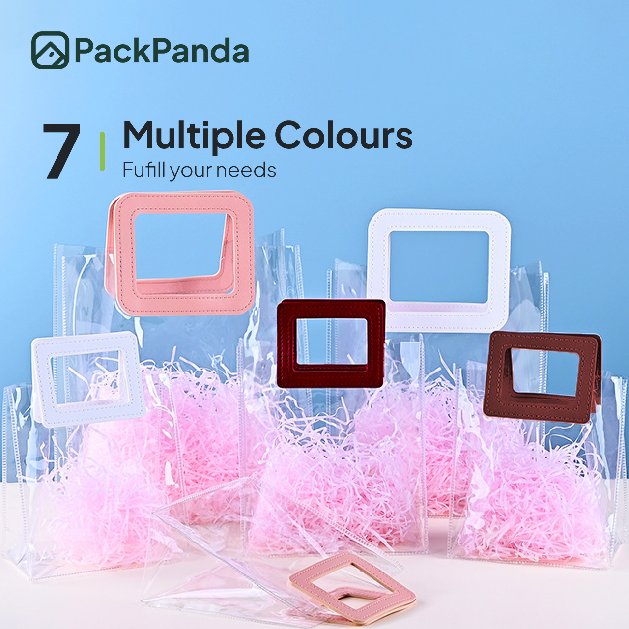 50pcs PVC Doorgift Bag Transparent Square Handle Wedding Beg Plastik ...