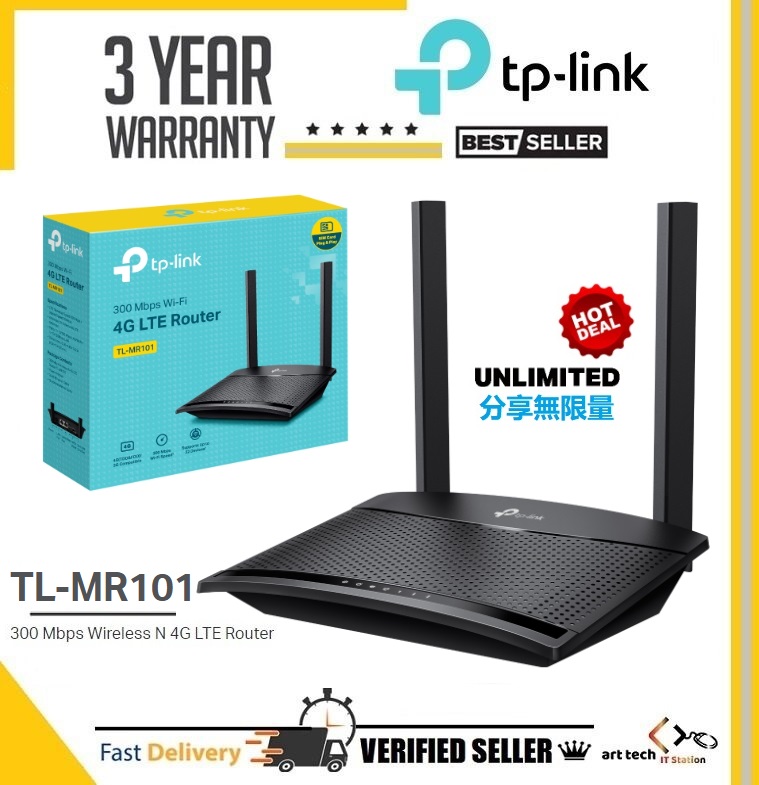 TP-LINK UNLIMITED TL-MR101 SIM CARD ROUTER 300 Mbps Wireless N 4G LTE ...