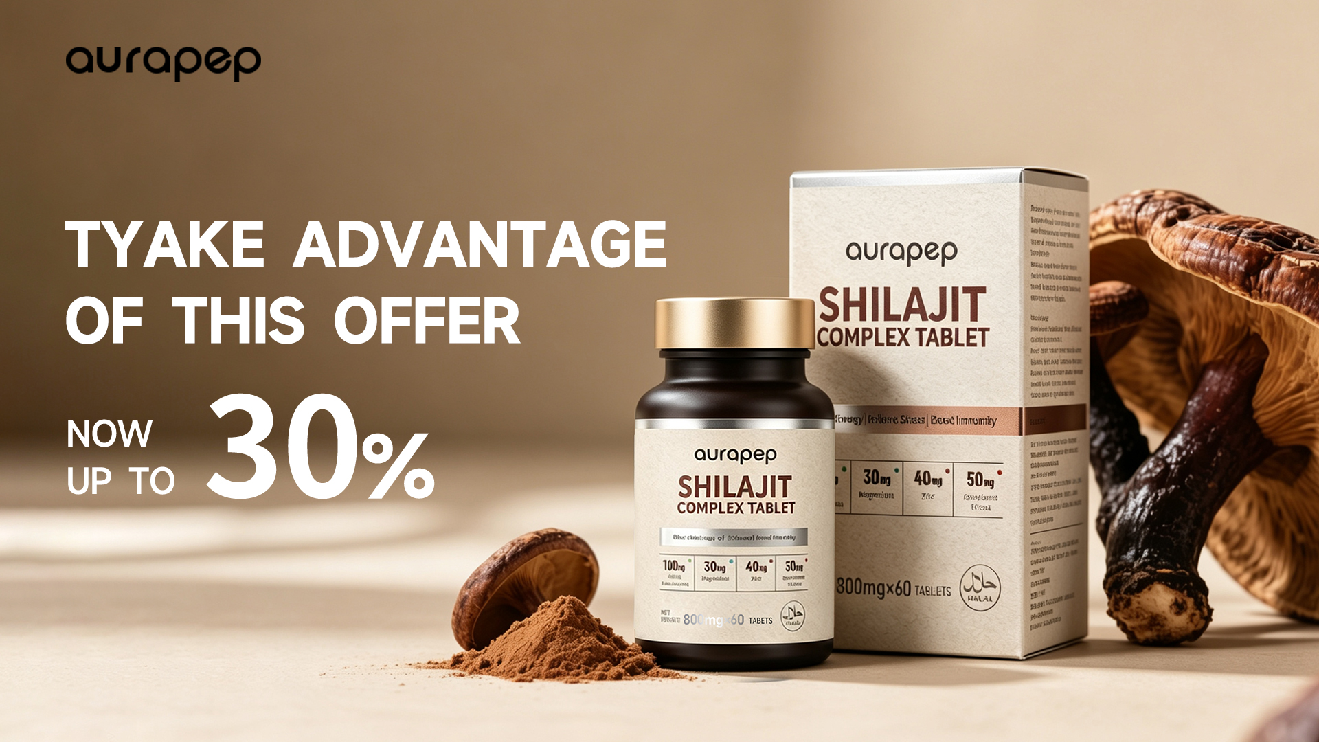 [5-pack]Aurapep Shilajit Complex Tablet | High Fulvic Acid + Ganoderma ...