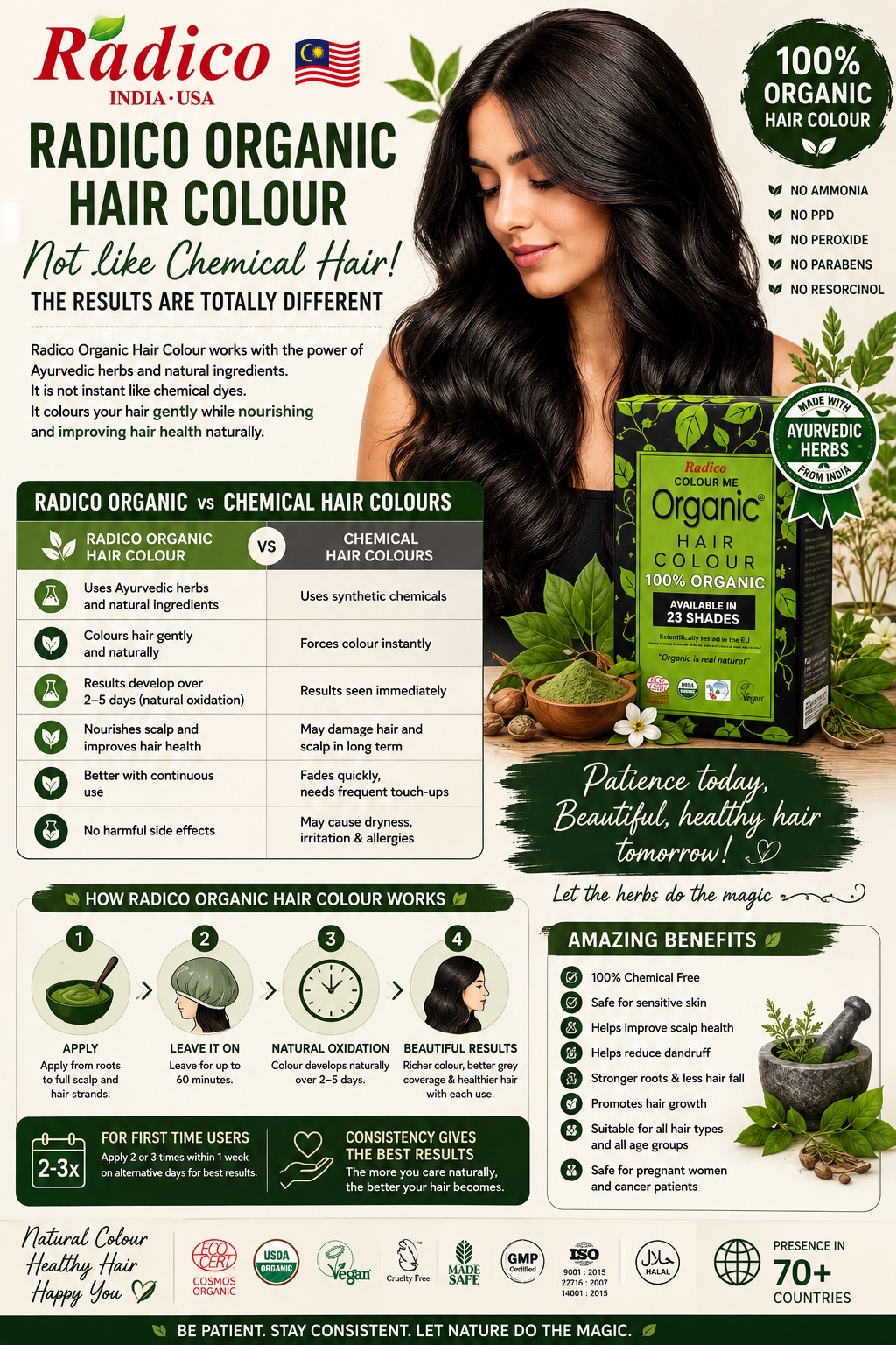 RADICO 100% CERTIFIED ORGANIC HAIR COLOR DARK BROWN | Shopee Malaysia