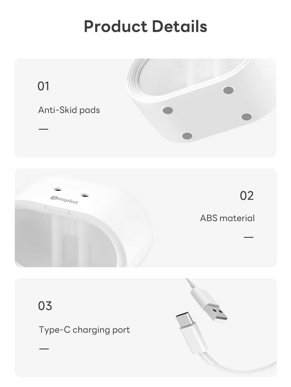 Simplus Humidifier Mini Desktop Dual-Spray with Ambient Light 500ml ...