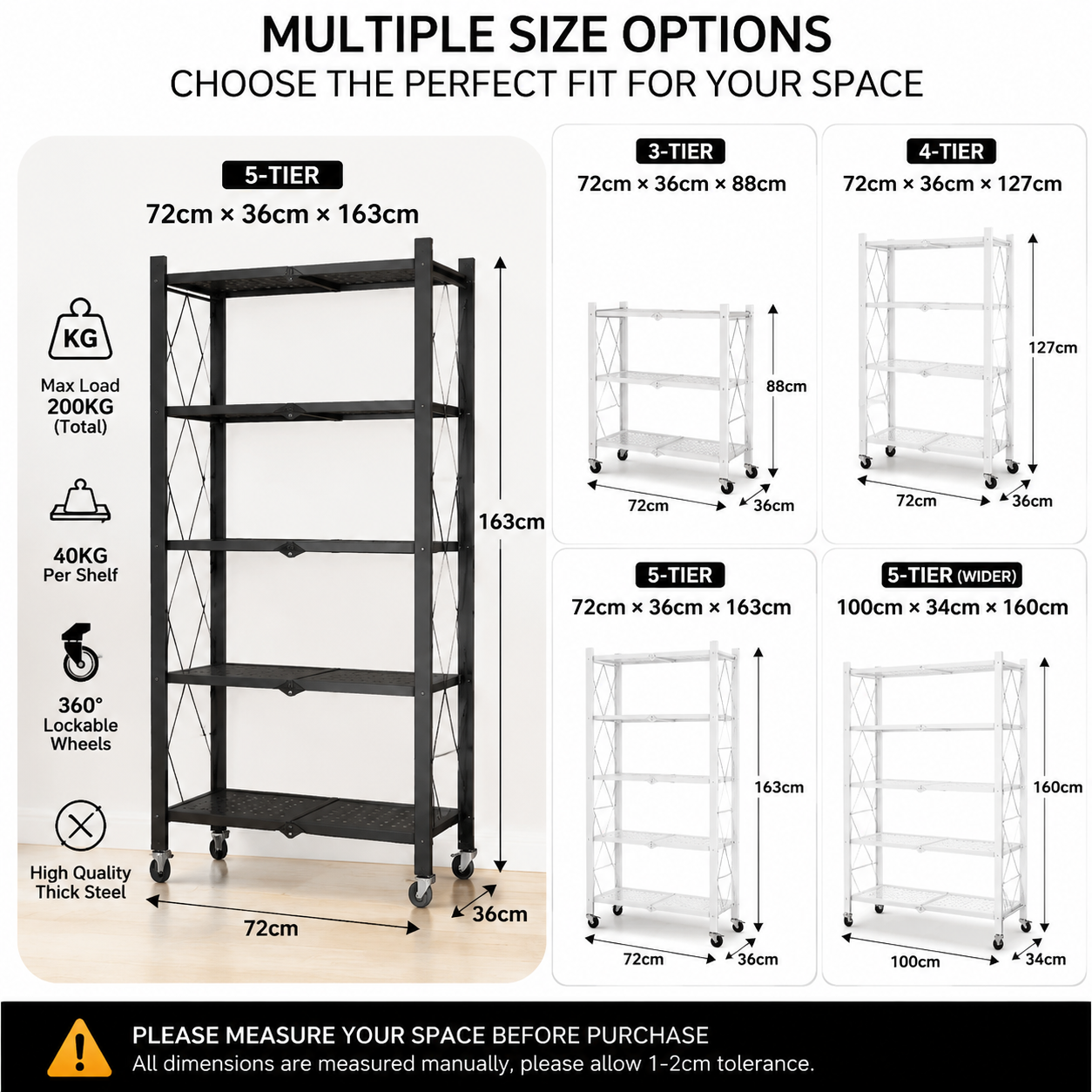 HM Foldable Storage Rack Kitchen Rack RaK Dapur Microwave shelf Rak ...