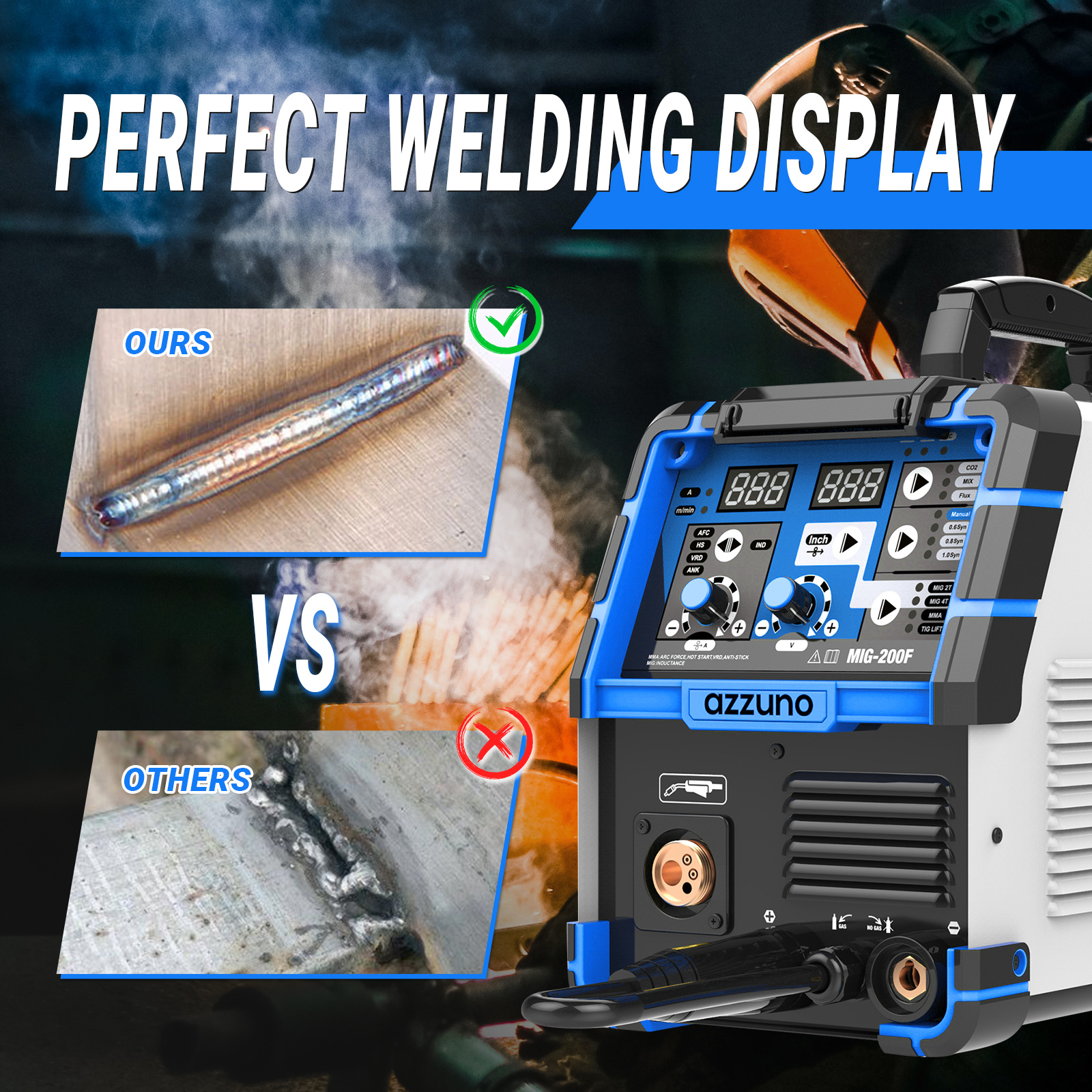 AZZUNO welding machine MIG,6 in 1 automatic tig argon gasless electric ...