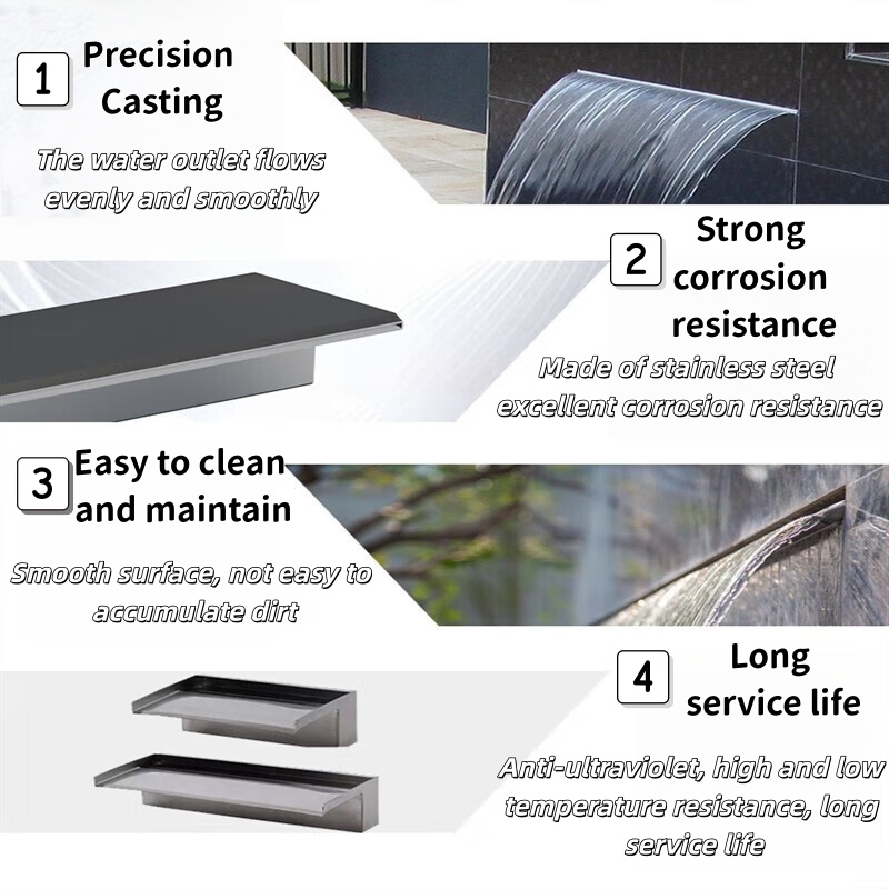304 Stainless Steel Flexible Installation Waterfall Outlet - Garden ...