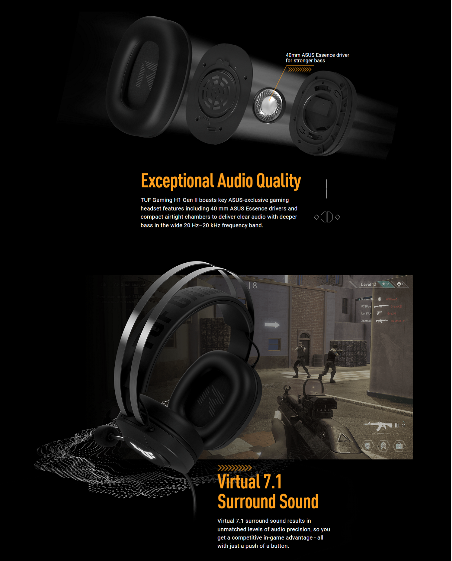 ASUS TUF GAMING H1 GEN II WIRED GAMING HEADSET, VIRTUAL 7.1 SURROUND ...