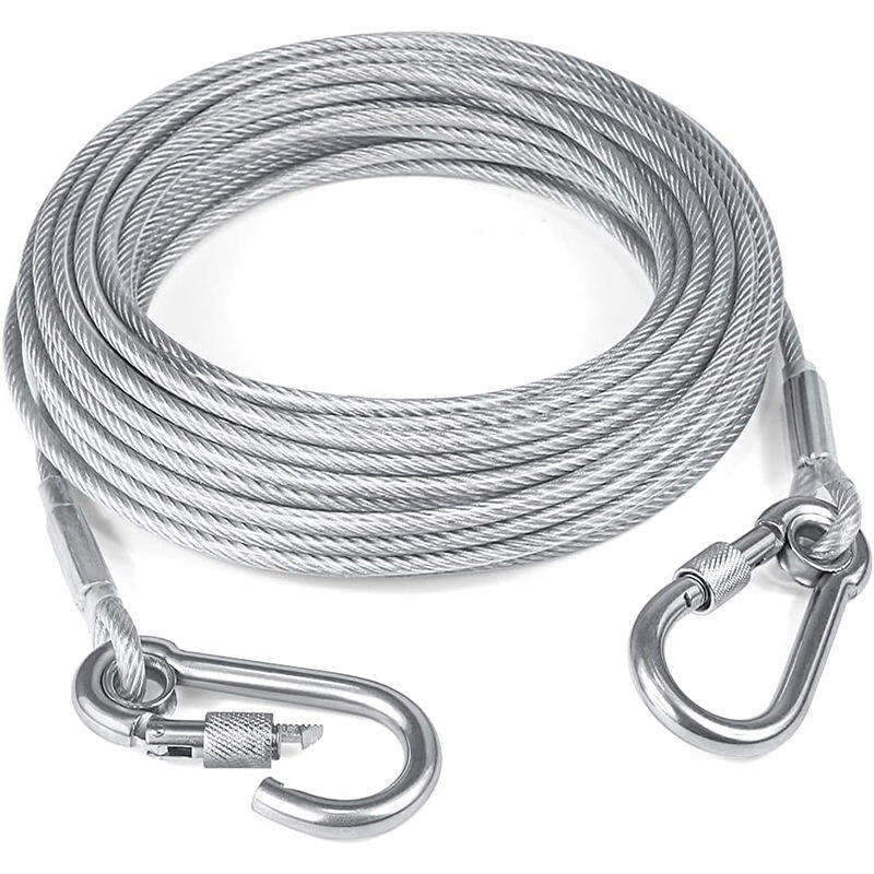 LA2M-1PC 2/3/6/9/15M Stainless Steel Wire Rope Pet Rope Dog Leash Anti ...