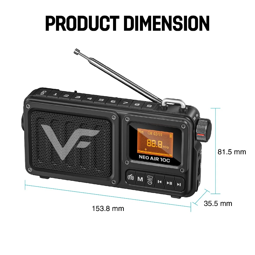 Vinnfier VF NEO AIR 10C Portable FM Radio Speaker with Torch Light with ...