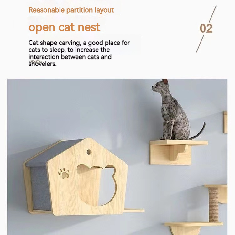 Rumah Dinding Kucing Kayu Tidur Sarang Gantung Pokok Kucing Cat Wall ...