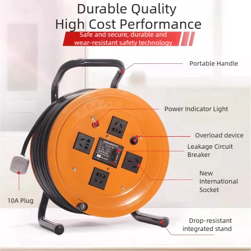 REAIM 15/30/50M Portable Extension Cable Reel 2*1.5 M Copper Core Load ...