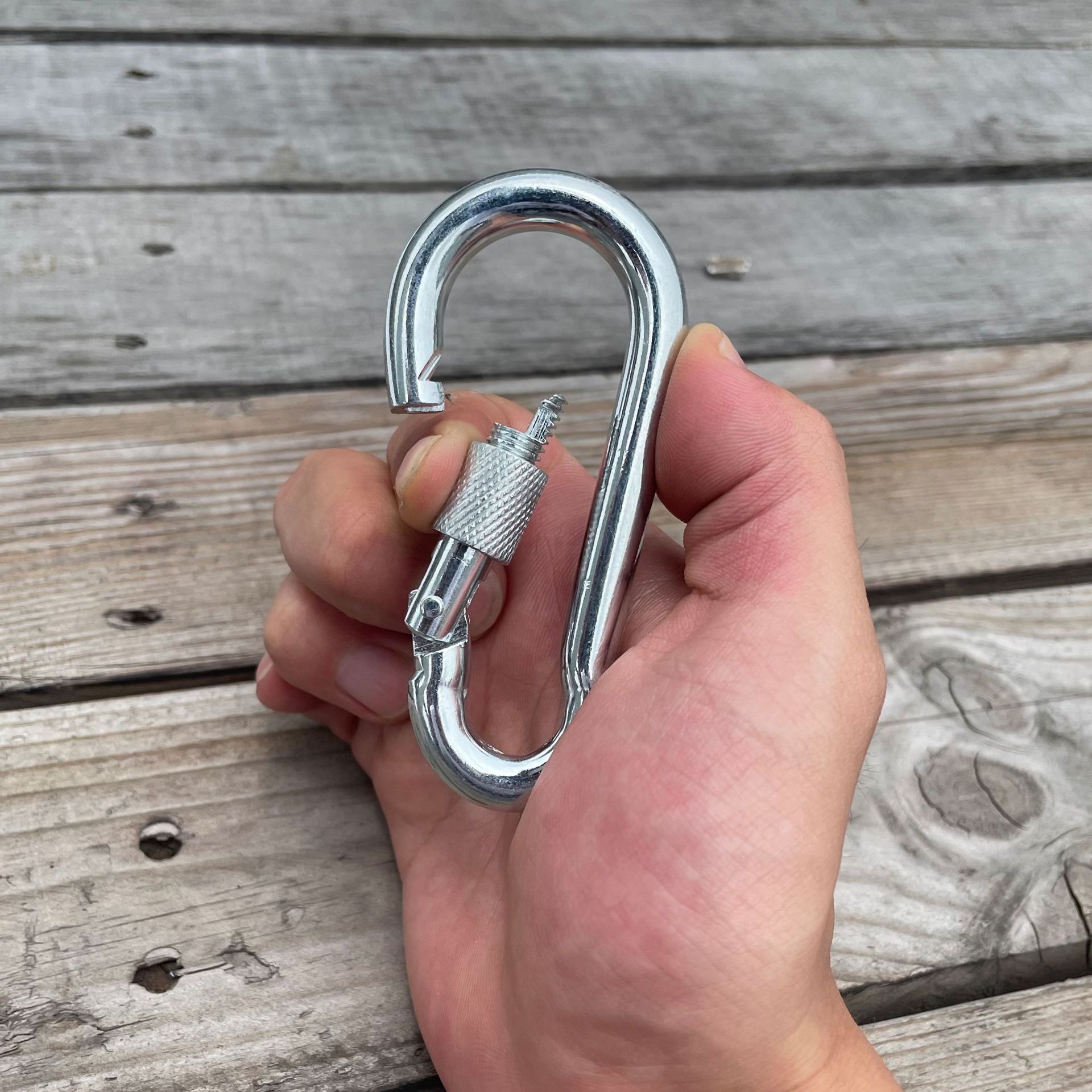 Carabiner Hook Screw-Lock Spring Snap Hook Steel Camping Fitness Lock ...