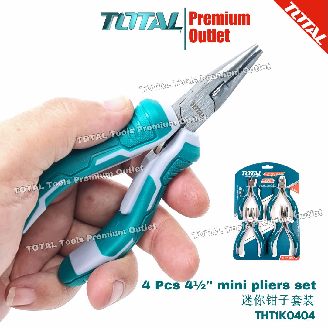 TOTAL Tools 4 pcs 4½'' mini pliers set 迷你钳子套装 - THT1K0404 | Shopee Malaysia