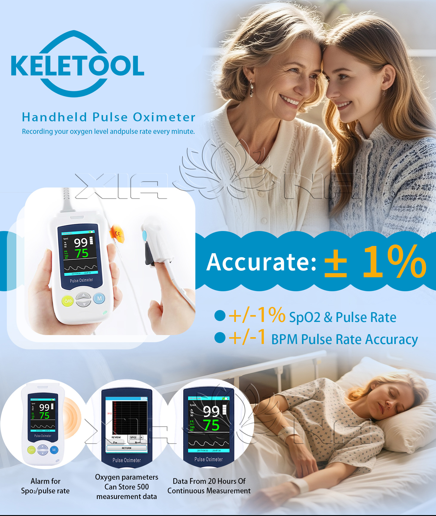 Handheld Pulse Oximeter & Finger Clip Meter for Adult Baby Newborn Mini ...