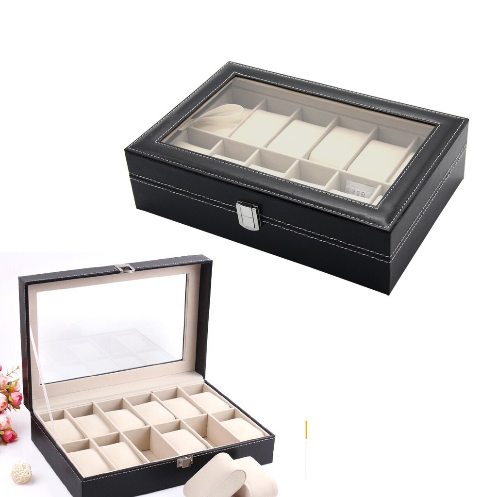 Watch Box Wrist Watches Storage Box Display Storage Organizer Leather ...
