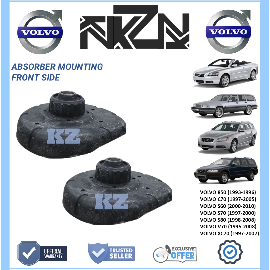 VOLVO S70 S80 C70 V70 S60 VOLVO 850 VOLVO XC90 FRONT ABSORBER MOUNTING ...