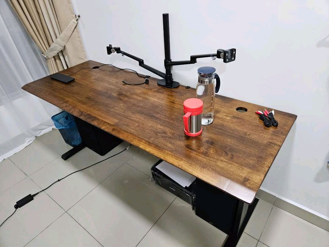 𝗫𝗭 Lexus Table Top Arc 100% Solid Rubber Wood Table Ergonomic Table ...