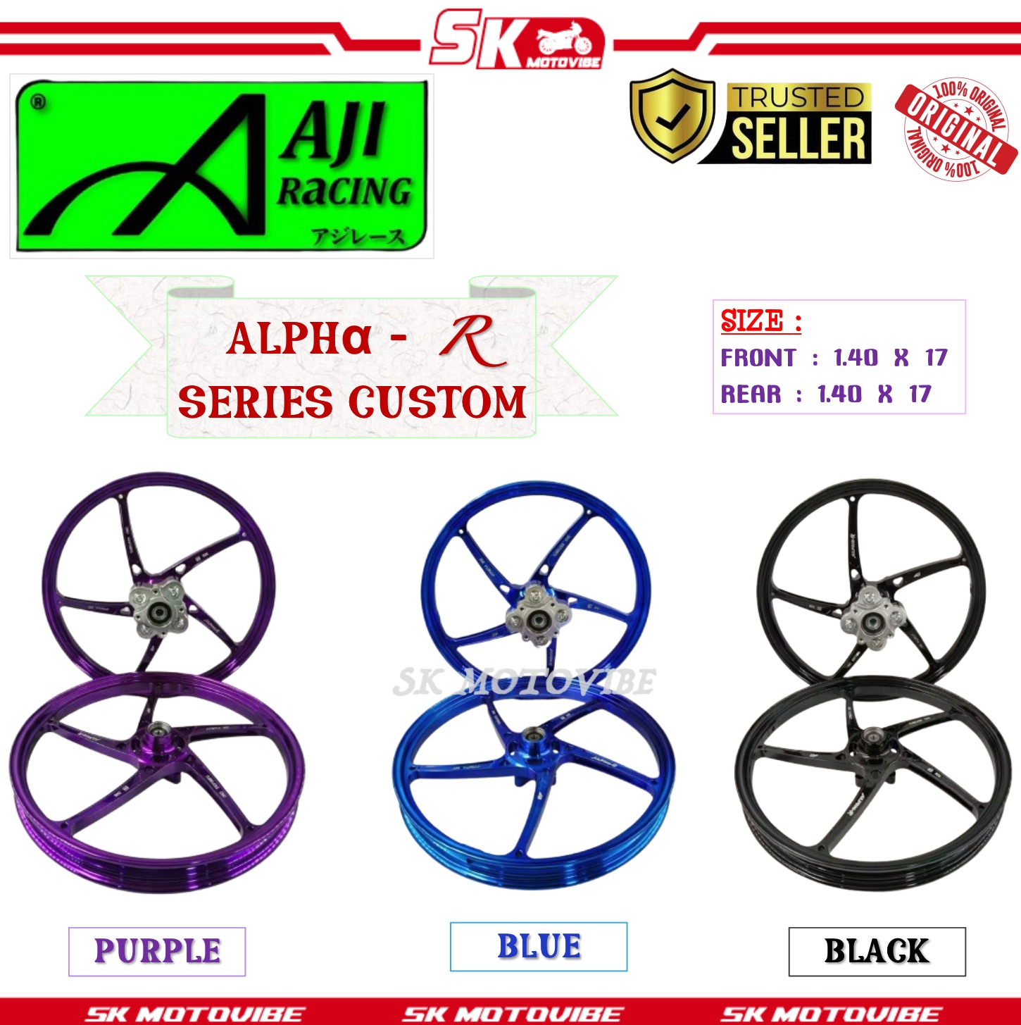 AJI RACING ALPHA R / ALPHA - R SERIES SPORT RIM ( 1.40/1.40 X 17 ) 4 ...
