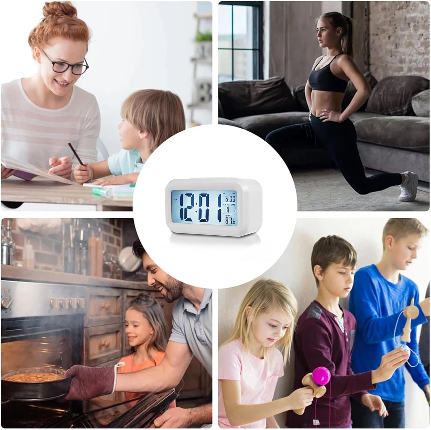 Jam Meja Multifunctional LED Smart Mini Clock Digital With Sensor Night ...