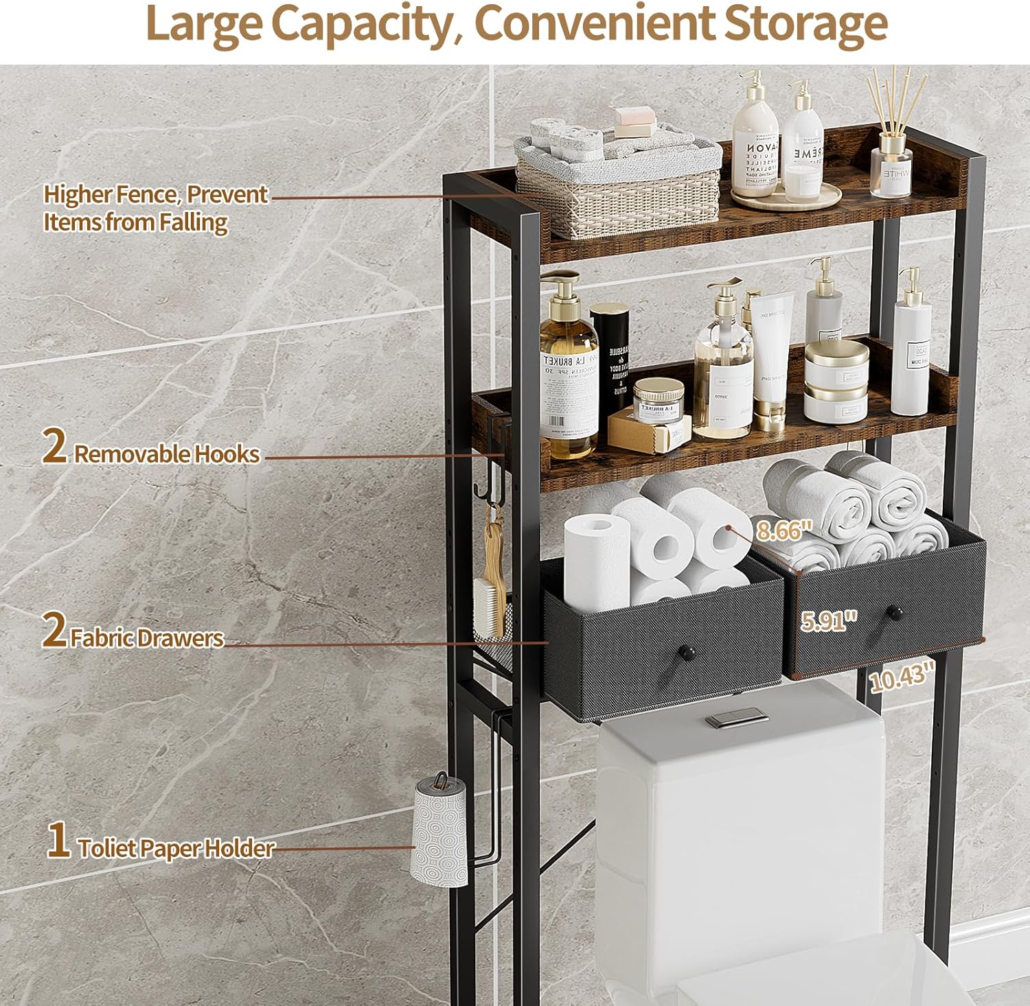 Toilet Storage Shelf Bathroom Waterproof Rack Restroom Stand Wash ...