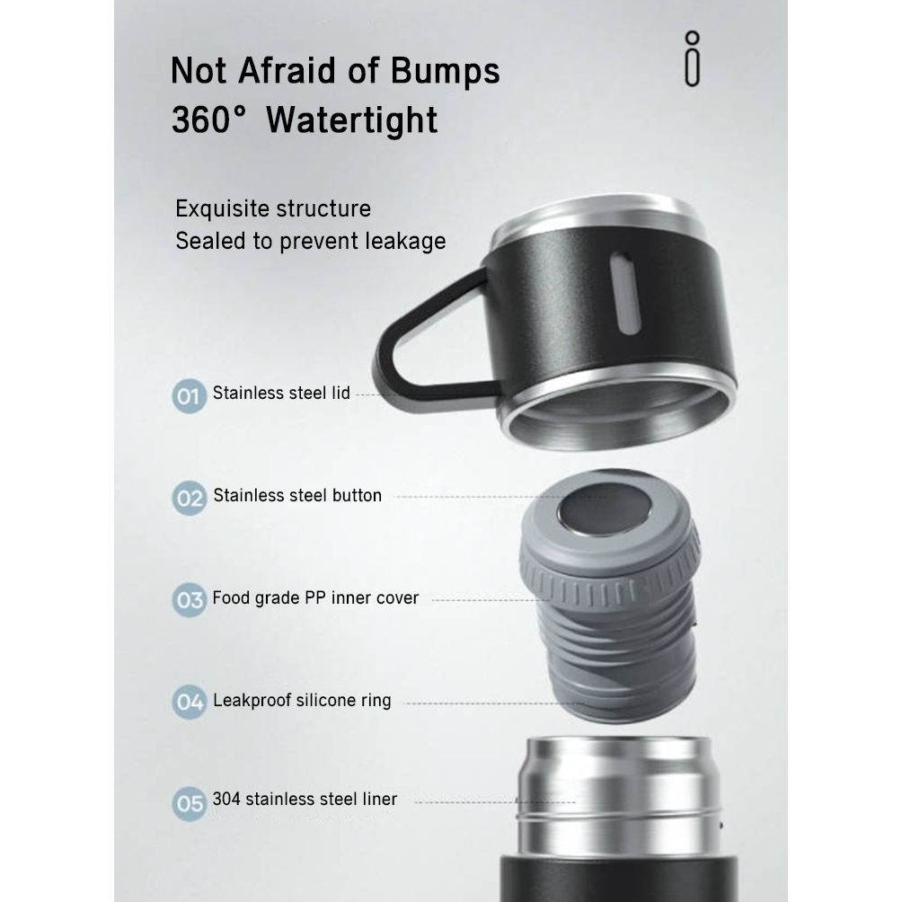 Thermos Flask Gift Set – 500ml Vacuum Flask + Cup | 304 Stainless Steel ...
