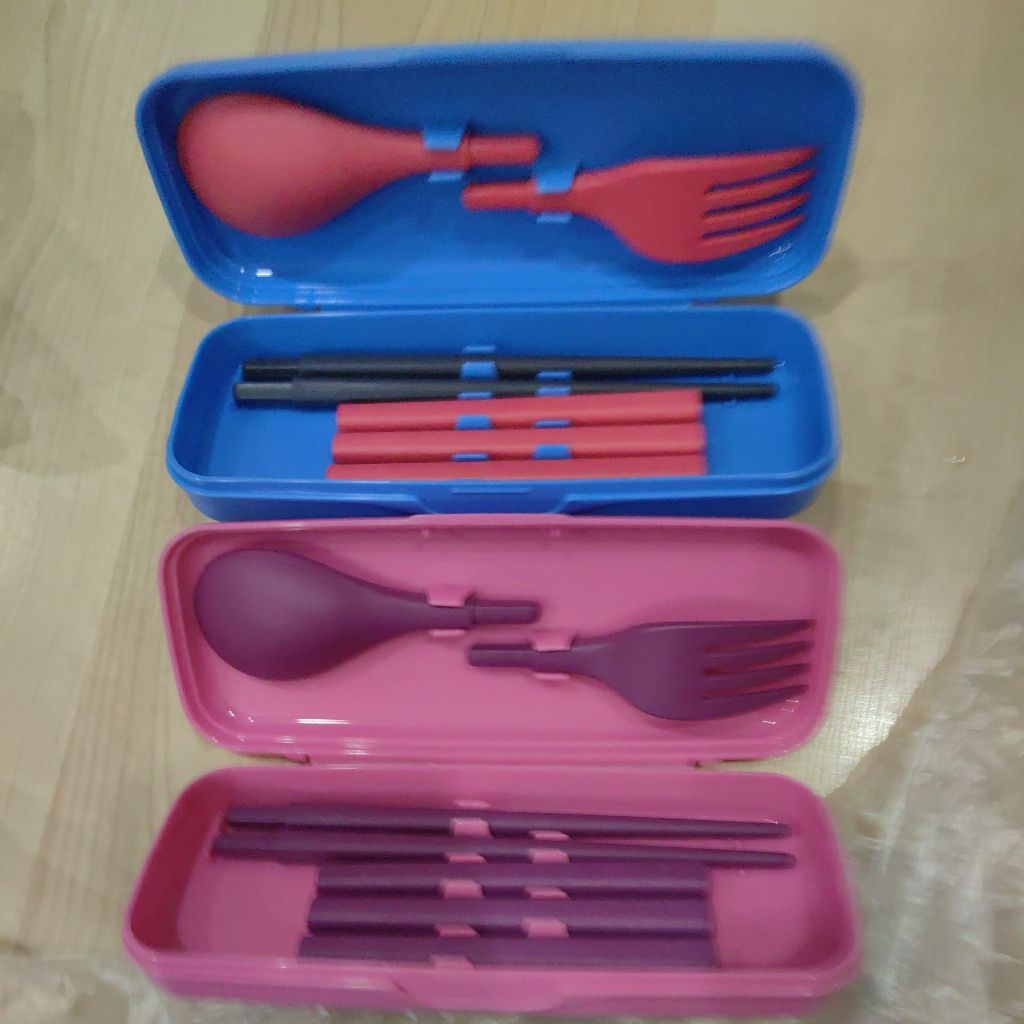 Tupperware Portable Cutlery Set (spoon + fork + chopsticks) Fork Spoon ...