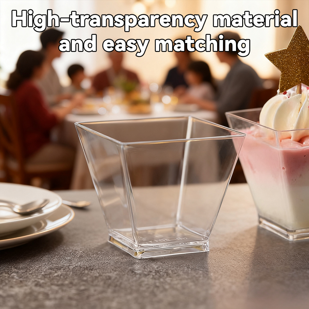 50-200PCS Family Gathering Jelly Cup 60ml Clear Trapezoidal Container ...