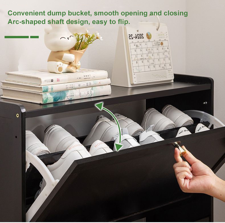 🔥Ready Stock🔥Ultra-Thin Shoe Cabinet Black Flip Shoe Rack W17/24cm ...