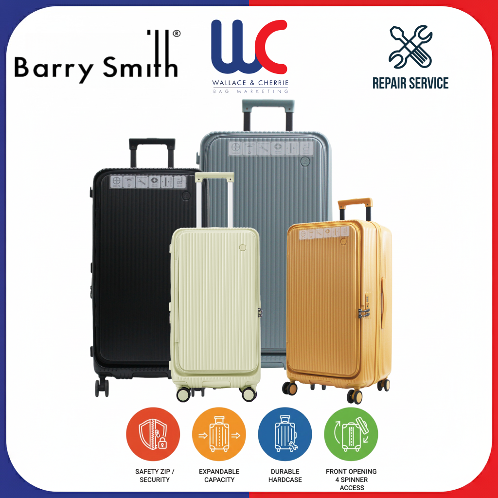 Barry Smith Safety Zip Expandable Hardcase Luggage Bag TSA Lock ...