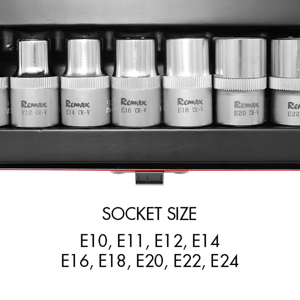 REMAX E SOCKET SET 1/2 inch Torx Star Socket Set E Type E10, E11, E12 ...