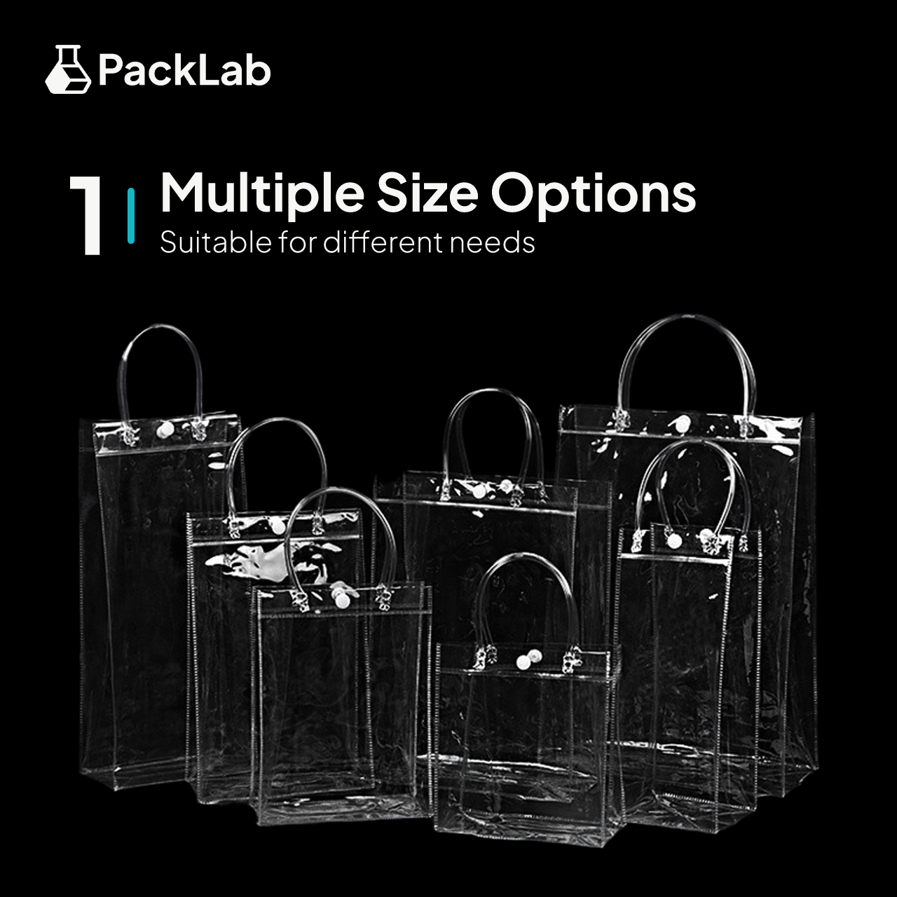 50pcs Beg Plastik Cenderahati PVC Transparent Tote Bag Clear Handle ...