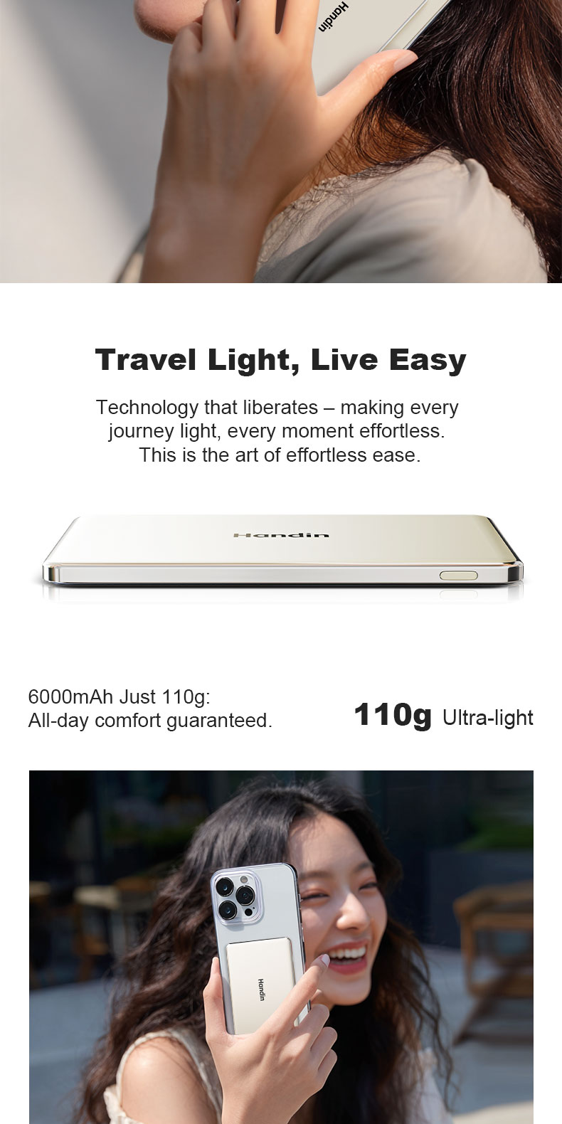 【CCC Certified】Handin Power Bank Ultra-Thin 12000/6000mah Wireless PD22 ...