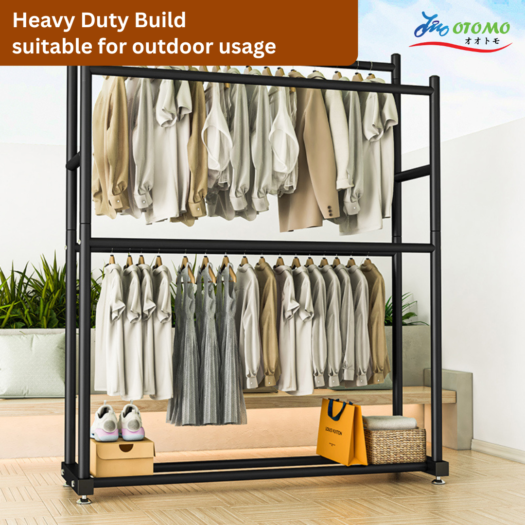 Otomo Double Pole Double Layer Clothes Rack Strong Powder Coated Drying ...