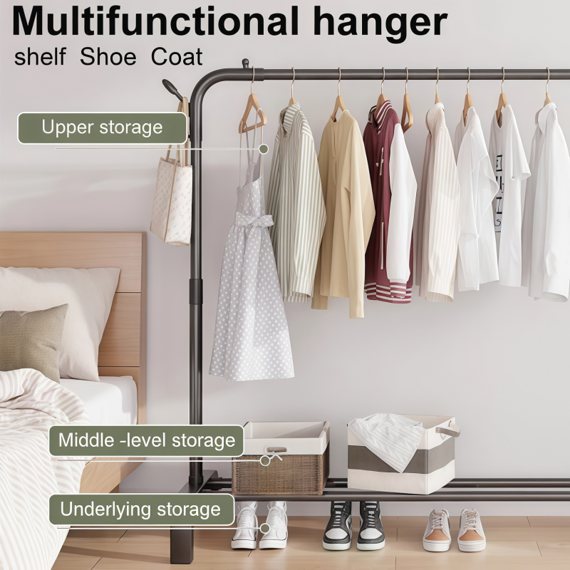 Double/Single-Pole Clothes Hanging Rack/Space Save Rak Baju Besi ...